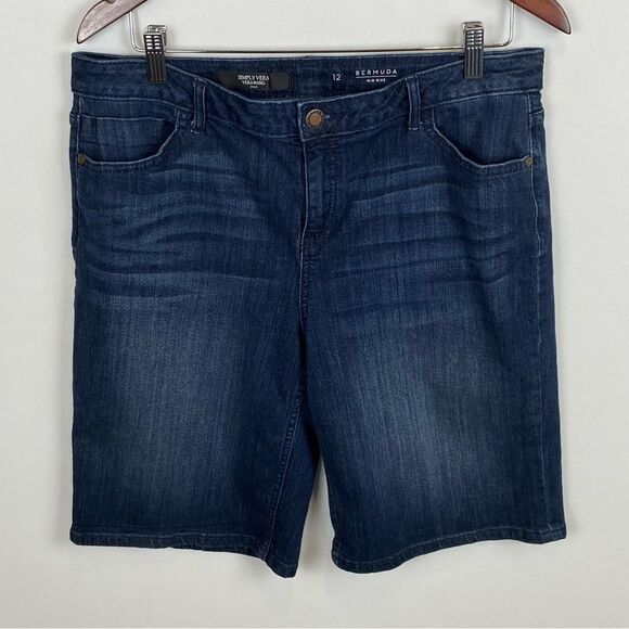 Simply Vera by Vera Wang Denim Bermuda Mid Rise Jean Shorts - Picture 1 of 5